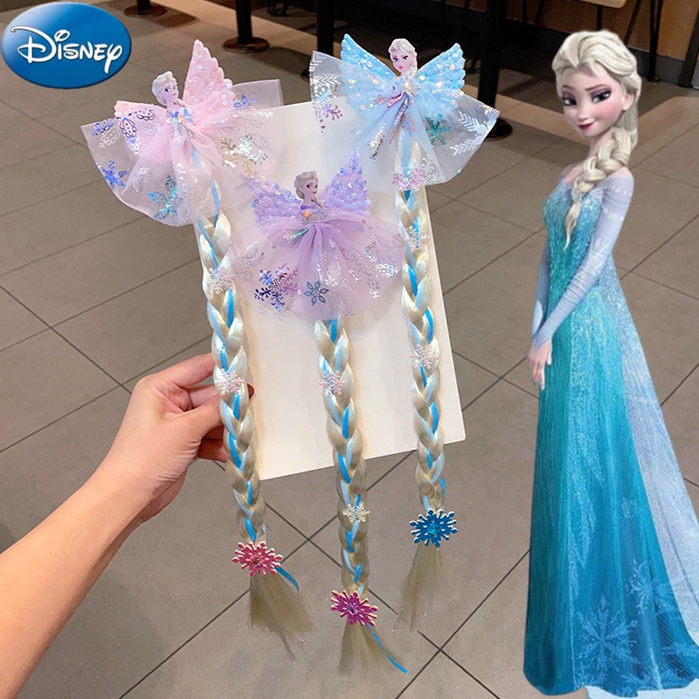 Elsa Princess Hairpin Accessories Disney Frozen Wig Braid Hair Clip For Girls Anime Cartoon Toys Ba 0