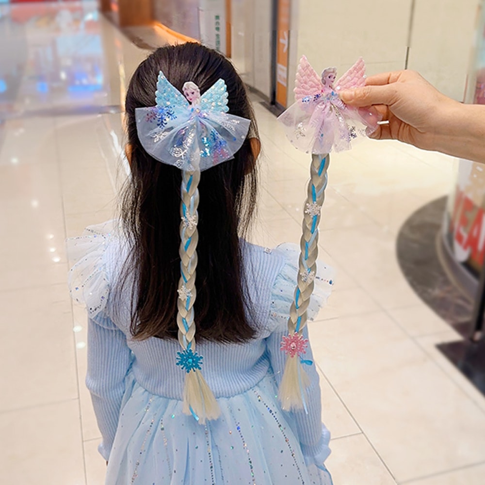 Elsa Princess Hairpin Accessories Disney Frozen Wig Braid Hair Clip For Girls Anime Cartoon Toys Ba 4