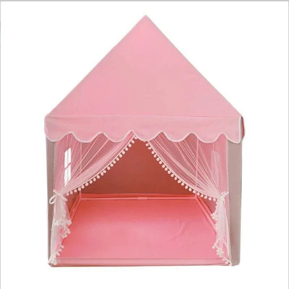 Childrens Tent Folding Tipi Portable Baby Play House Large Pink Princess Castle Child Room Decor 5