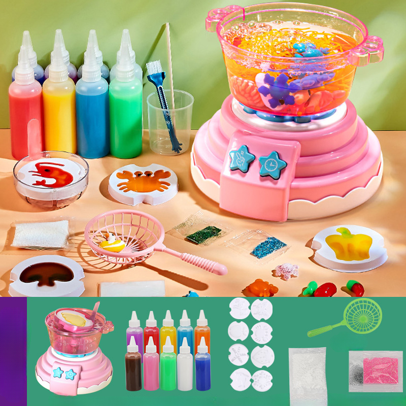 DIY Hot Pot Cooking Toys Kitchen Playset Pretend Hot Pot Machine Toys Educational Bubble Sound Ligh 6