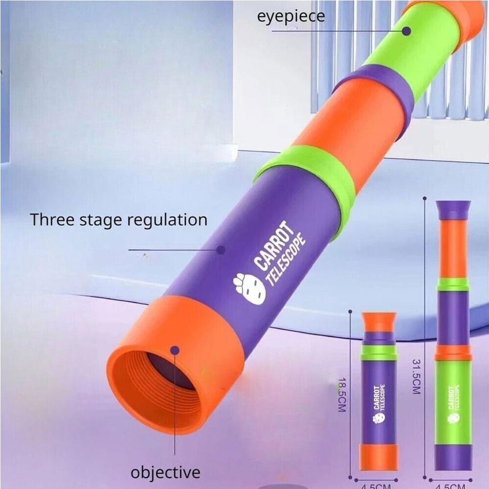Mini Portable Lens Carrot Telescope 3D Printed Educational Games For Kids Gifts Retractable Toys 3