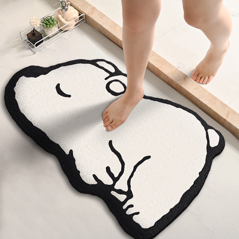 Antislip Cartoon Shaped Foot Mat For Bathroom Absorbent Shower Room Floor Flannel Printed Entrance 7