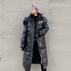 womens brand ski hooded coat winter long down jacket men's shiny waterproof white duck down warm light luxury fashion