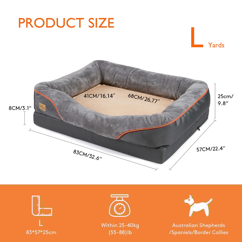 Jumbo Large Orthopedic Dog Bed Memory Foam Quilted Bolstered Pet Couch Elevated Cushion Warm Waterp 5