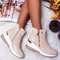 Chunky Sneakers Women High Top Vulcanize Shoes Autumn Platform Wedges Zipper Female Shoes Plus Size 4