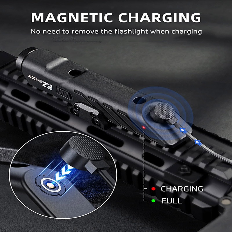 Magnetic Rechargeable Lumens Tactical Flashlight Rifle Strobe LED Light M-Rail Picatinny Hunting Accessories