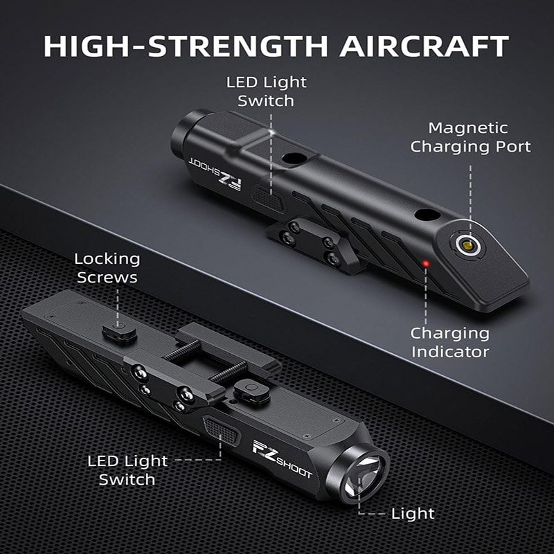 Magnetic Rechargeable Lumens Tactical Flashlight Rifle Strobe LED Light M-Rail Picatinny Hunting Accessories