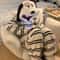 Womens Winter Cute Girl Cartoon Puppy Hooded Coral Fleece Pajamas Set Thickened Loungewear Pajamas 0