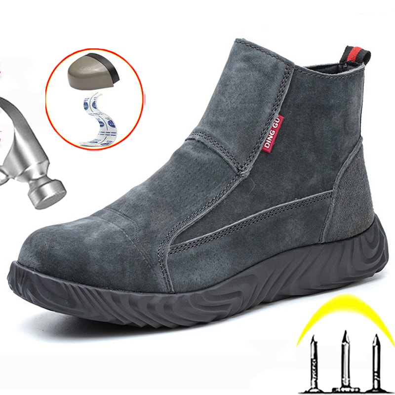 Quality Anti Scalding Welding Boots PunctureProof Men Work Shoes Indestructible Cowhide Protective 5
