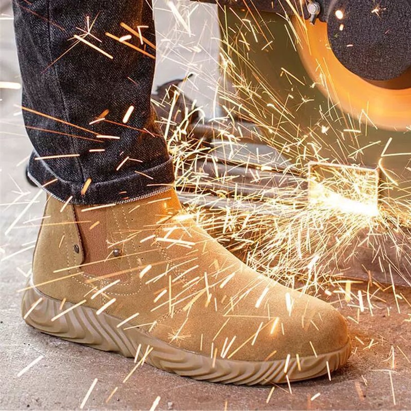 Quality Anti Scalding Welding Boots PunctureProof Men Work Shoes Indestructible Cowhide Protective 2