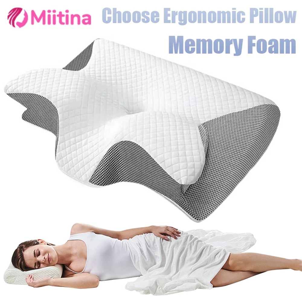 Cervical Neck Pillow With Memory Foam Butterfly Shaped Slow Rebound Design For Neck Protection And 0