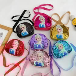 disney frozen elsa princess crossbody bag girls handbags sequins pu leather multifunctional bag birthday gift