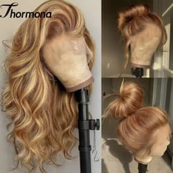 lace front wig body wave synthetic hd ombre honey blonde blonde highlight lace frontal wig