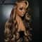 Lace Front Wig Body Wave Synthetic HD Ombre Honey Blonde Blonde Highlight Lace Frontal Wig 8