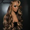 Lace Front Wig Body Wave Synthetic HD Ombre Honey Blonde Blonde Highlight Lace Frontal Wig 8