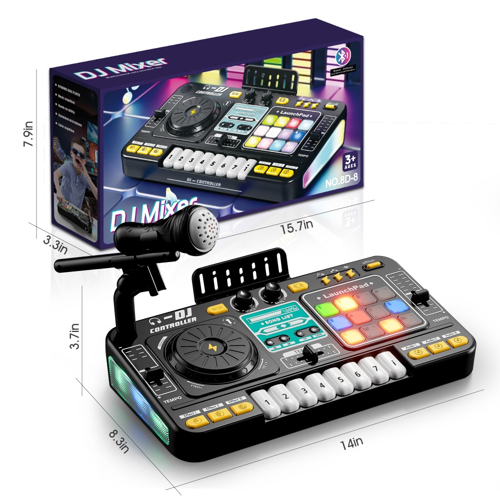 Electronic Piano Keyboard With Bluetooth Kid DJ Mixer And Microphone DJ Turntable Controller Musica 5