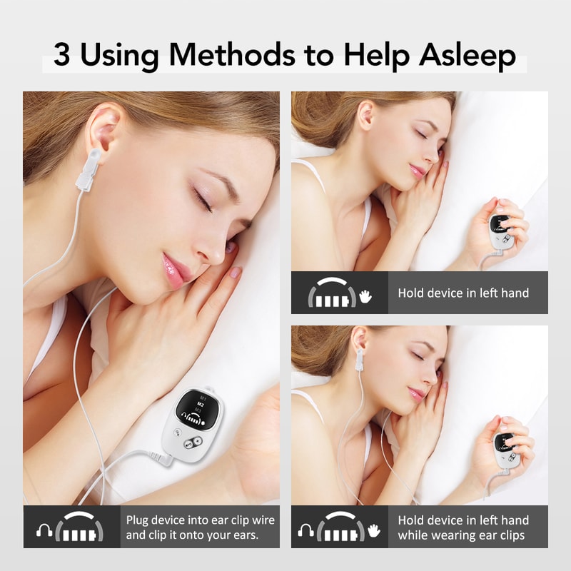 Sleep Aid Device Handheld Palm Pulse Massager Ear Clip Microcurrent For Stress Anxiety Insomnia Rel 2