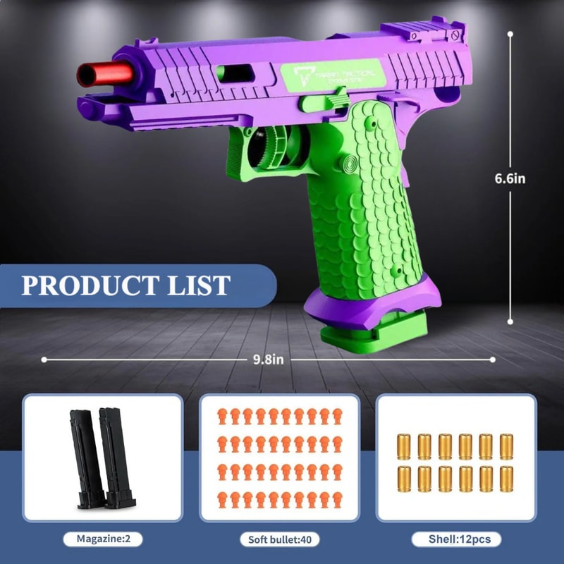 Continuous Firing Shell Throwing Toy Gun Blowback Soft Bullet Pistol Model For Boys Gift 7