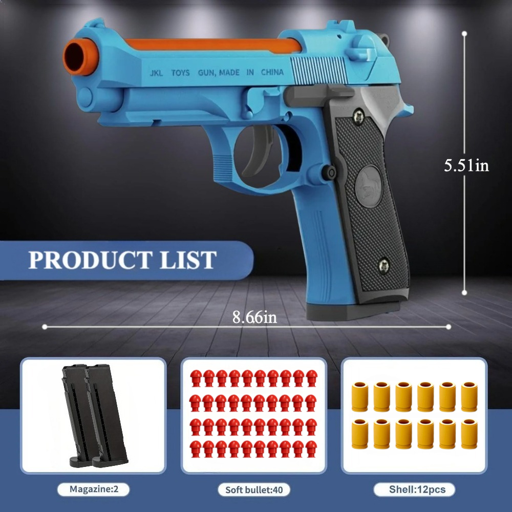 Continuous Firing Shell Throwing Toy Gun Blowback Soft Bullet Pistol Model For Boys Gift 6