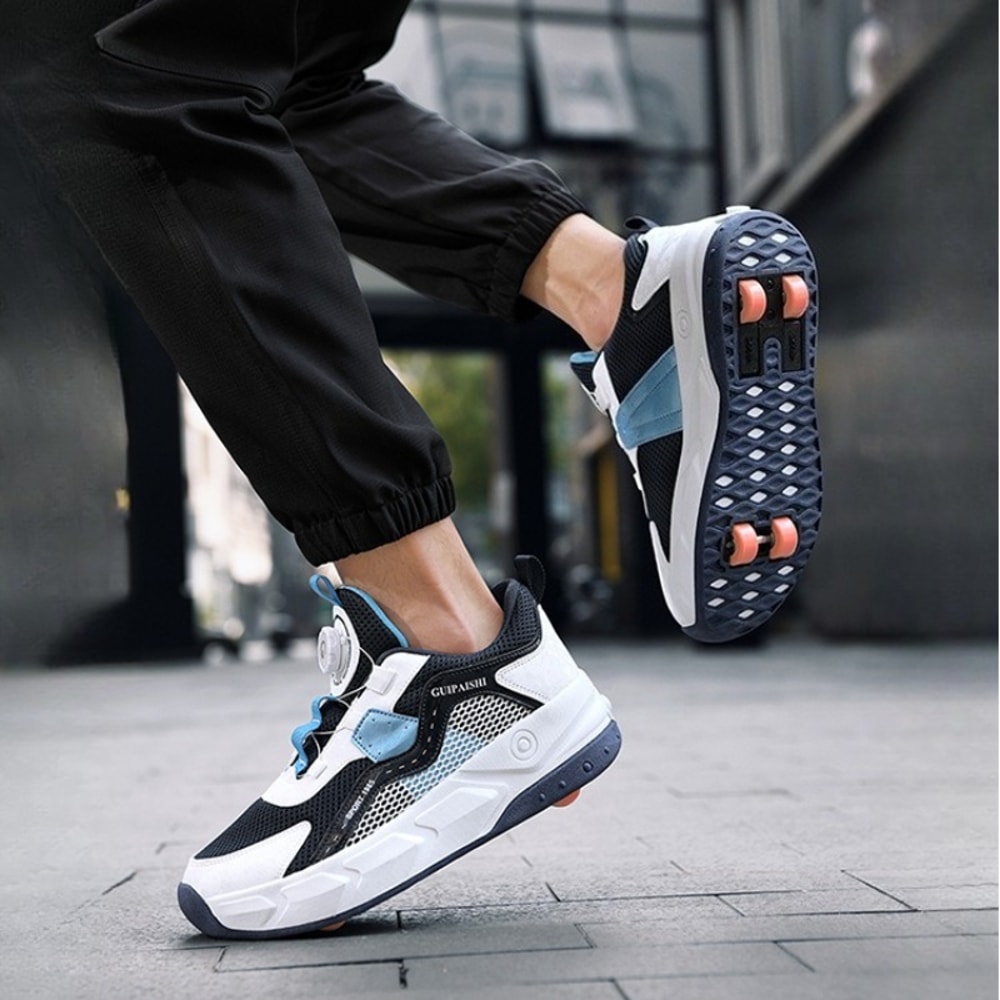 Kids Removable Pulley Skate Shoes With Wheels Wheel Racing Roller Skating Sneakers Parkour Shoes 3