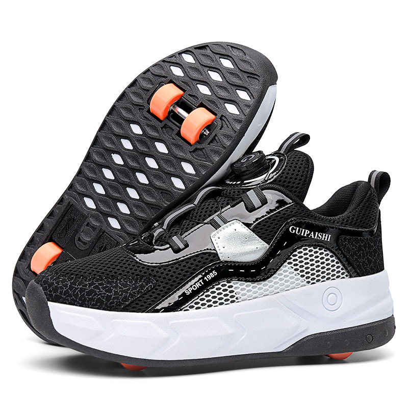 Kids Removable Pulley Skate Shoes With Wheels Wheel Racing Roller Skating Sneakers Parkour Shoes 5
