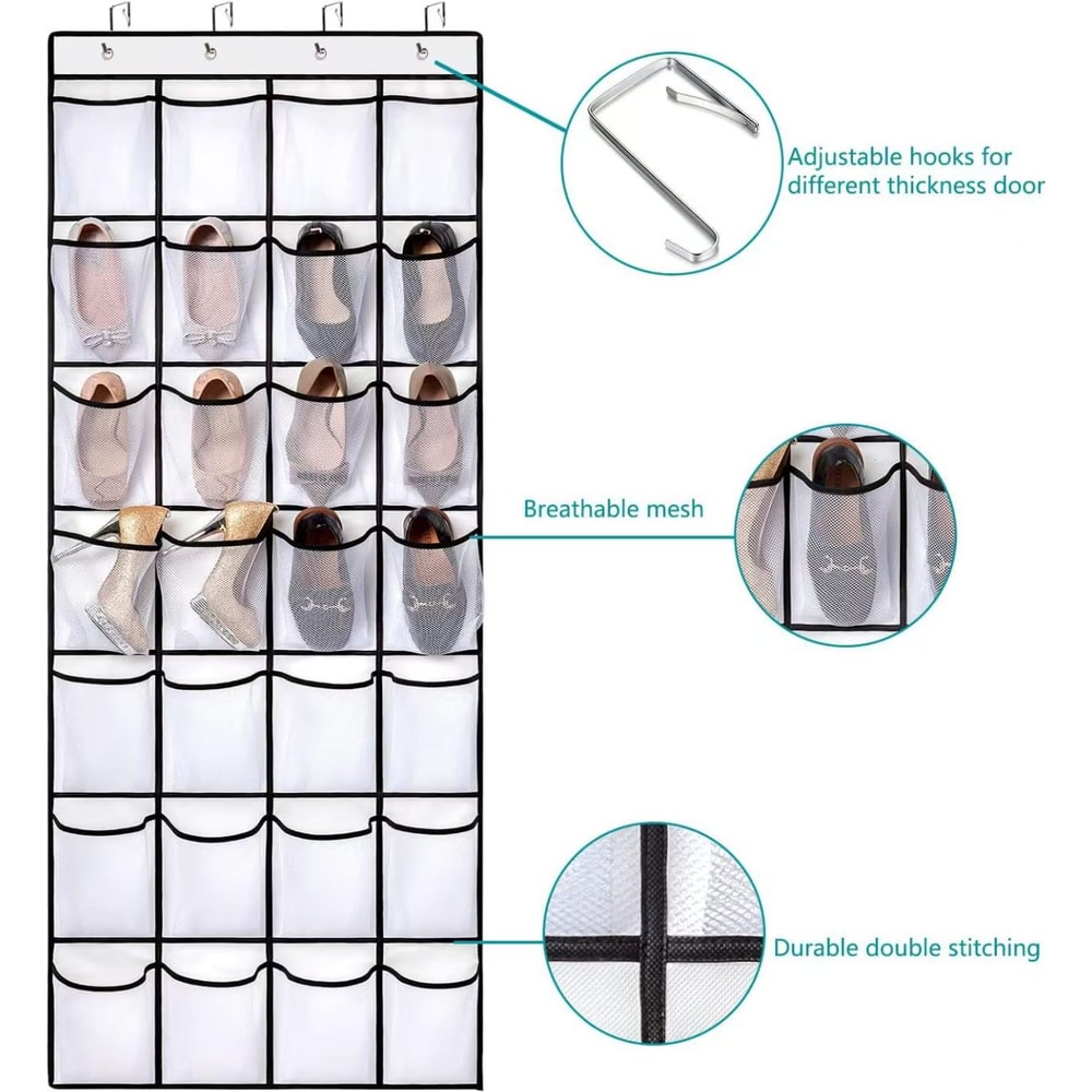 Hanging Shoe Rack With Large Mesh Pockets Over The Door Shoe Organizer For Closet Holder 1