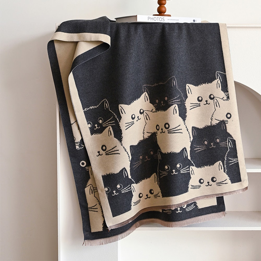 Cute Cat Cashmere Scarf Winter Warm Shawl New Fashion Brand Coldproof Windproof Blanket Scarf For W 10