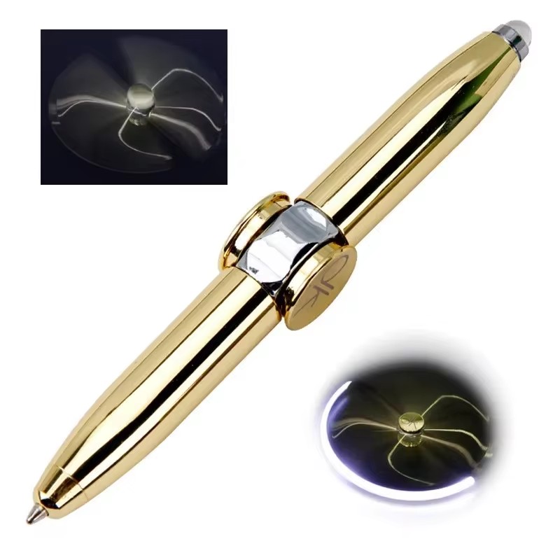 Luminous Gyro Pen Multifunctional Decompression Fidget Spinner LED Light Ballpoint Pen Metal Gift T 0
