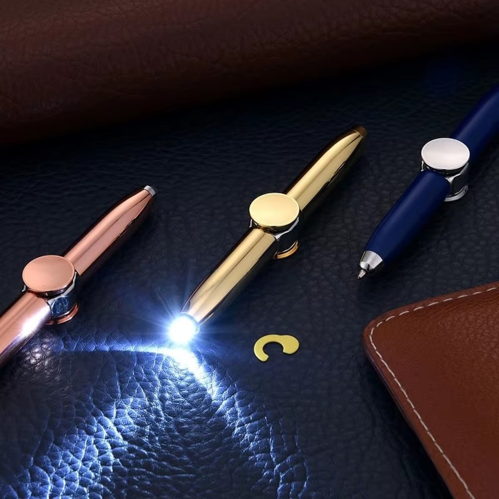 Luminous Gyro Pen Multifunctional Decompression Fidget Spinner LED Light Ballpoint Pen Metal Gift T 2