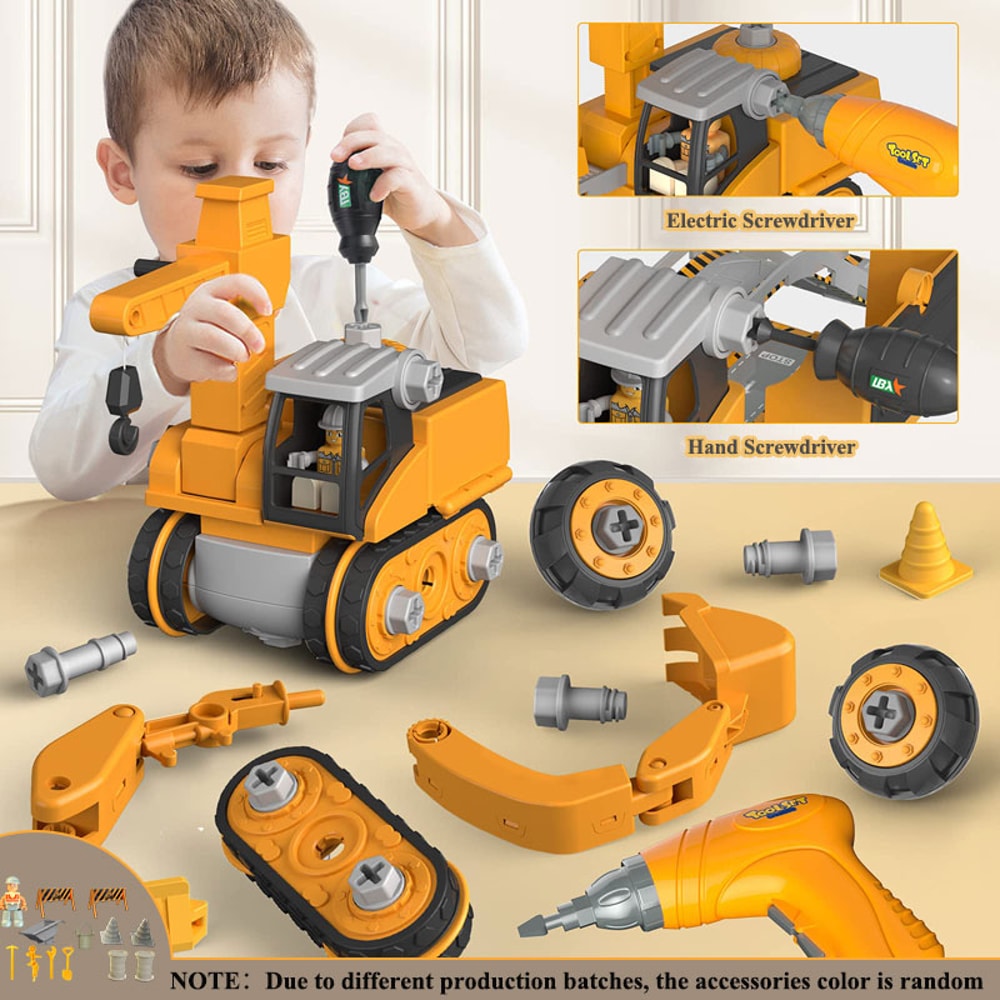 Educational Assembled Sets For Boys Kids Engineering Vehicle Electric Drill Tool Toys Nut Building 0