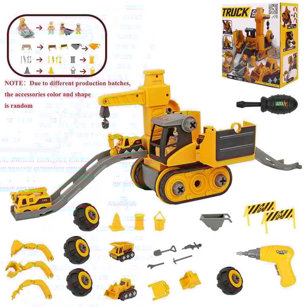 Educational Assembled Sets For Boys Kids Engineering Vehicle Electric Drill Tool Toys Nut Building 5