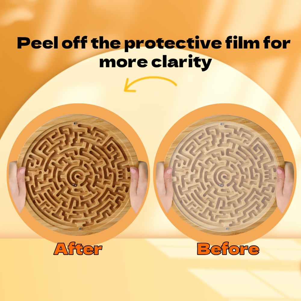 Dual Sided Bamboo Board Balance Maze Game Large Wooden Brain Teaser Puzzle For Seniors Family Memor 1