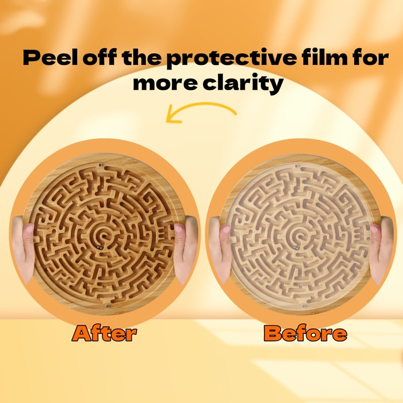 Dual Sided Bamboo Board Balance Maze Game Large Wooden Brain Teaser Puzzle For Seniors Family Memor 1