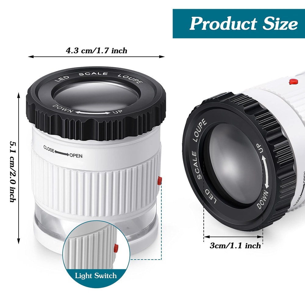 Cylindrical Handheld Magnifying Glass With Scale LED UV Light Illuminated Magnifier Adjustable Foca 5