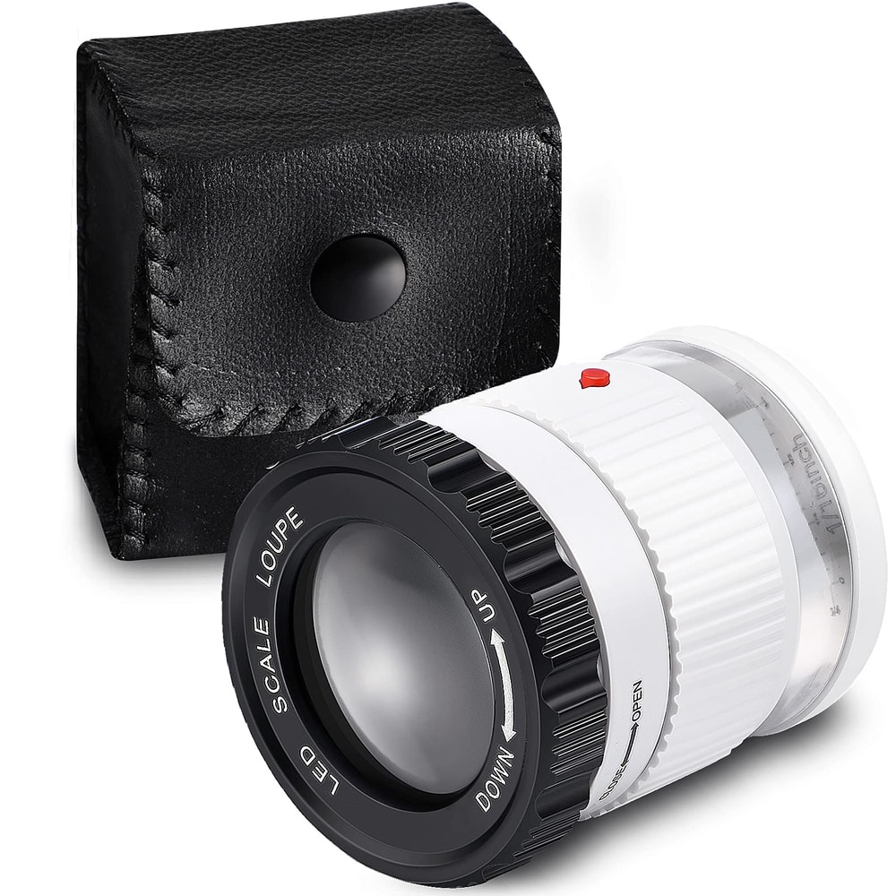 Cylindrical Handheld Magnifying Glass With Scale LED UV Light Illuminated Magnifier Adjustable Foca 6