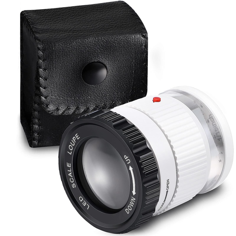 Cylindrical Handheld Magnifying Glass With Scale LED UV Light Illuminated Magnifier Adjustable Foca 6