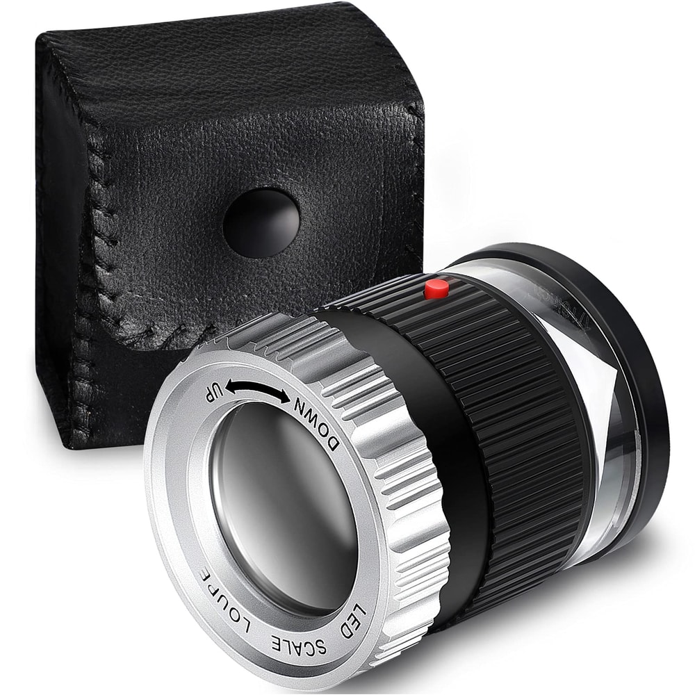 Cylindrical Handheld Magnifying Glass With Scale LED UV Light Illuminated Magnifier Adjustable Foca 7