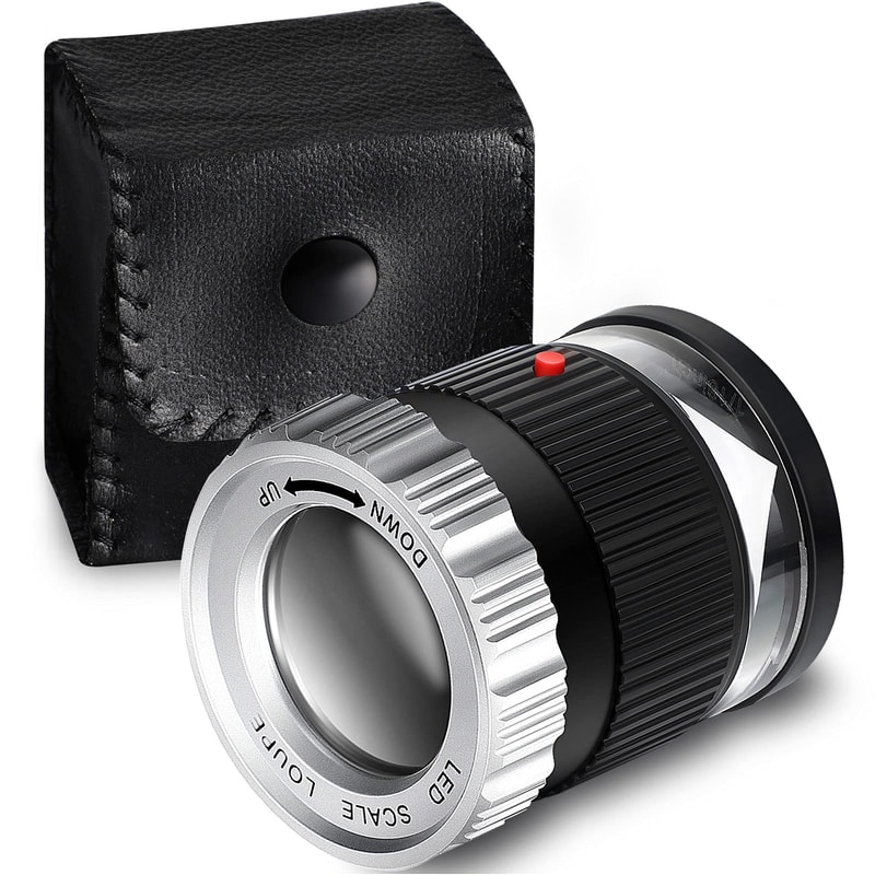 Cylindrical Handheld Magnifying Glass With Scale LED UV Light Illuminated Magnifier Adjustable Foca 7