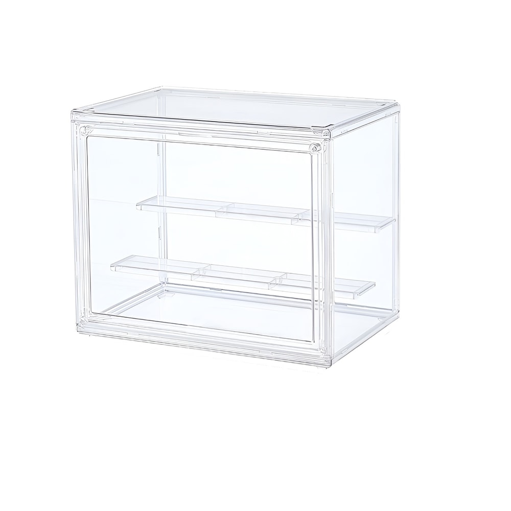 Stackable Clear Display Box Plastic Dustproof Storage Bins For Figures And Cosmetics With Interlaye