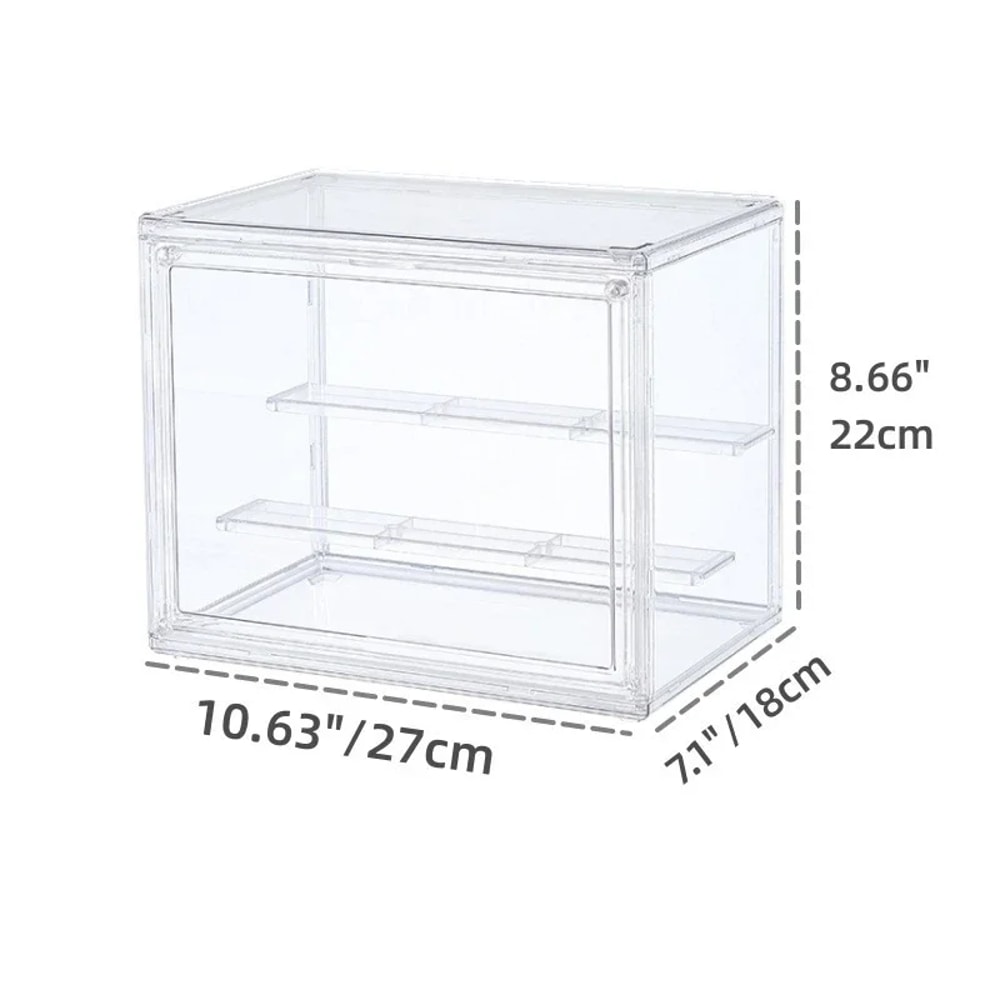 Stackable Clear Display Box Plastic Dustproof Storage Bins For Figures And Cosmetics With Interlaye