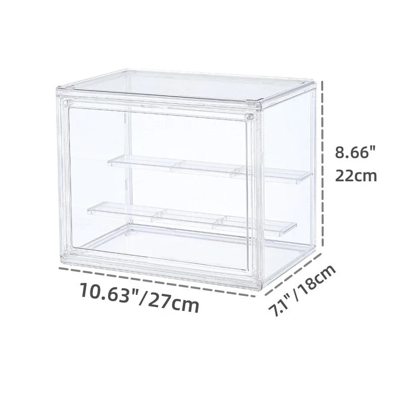 Stackable Clear Display Box Plastic Dustproof Storage Bins For Figures And Cosmetics With Interlaye