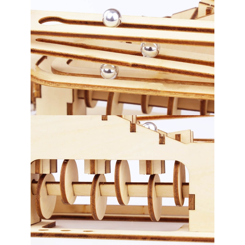 3D Spiral Marble Run Wooden Puzzle Model Kit DIY Mechanical Building Puzzle for Teens