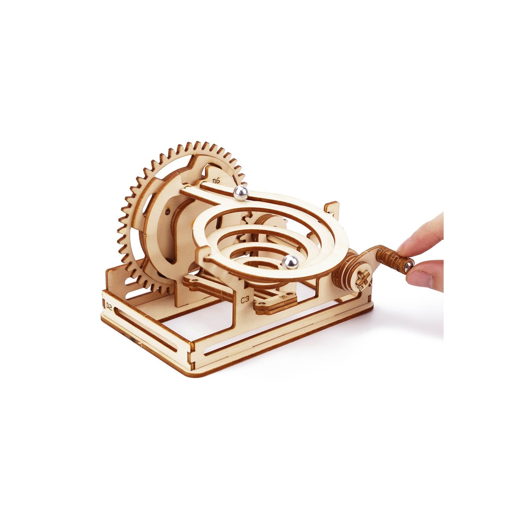 3D Spiral Marble Run Wooden Puzzle Model Kit DIY Mechanical Building Puzzle for Teens