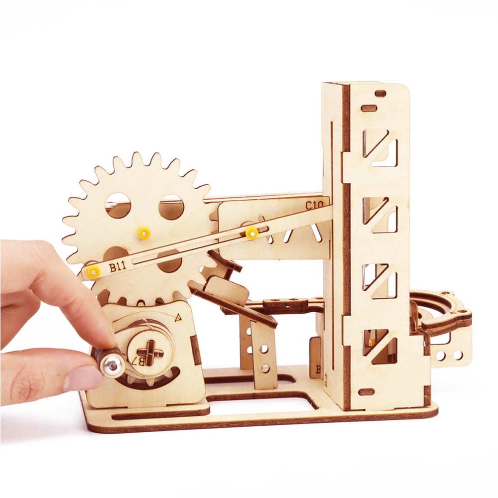 3D Spiral Marble Run Wooden Puzzle Model Kit DIY Mechanical Building Puzzle for Teens