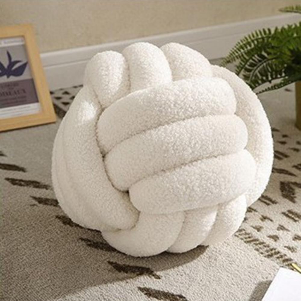 Handwoven Knotted Ball Plush Pillow Indeformable Ecofriendly Throw Pillow Back Support 0