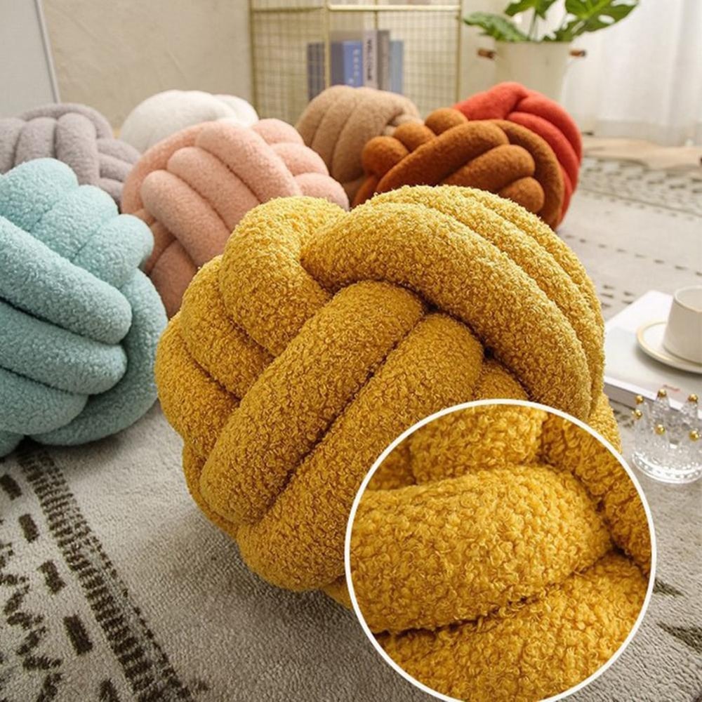 Handwoven Knotted Ball Plush Pillow Indeformable Ecofriendly Throw Pillow Back Support 1