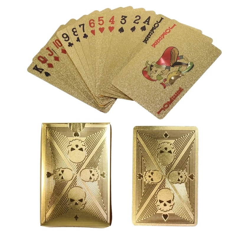 Waterproof Gold Foil Skull Poker Cards for Gambling Board Game PVC Plastic Magic Cards Flexible Washable Playing Cards