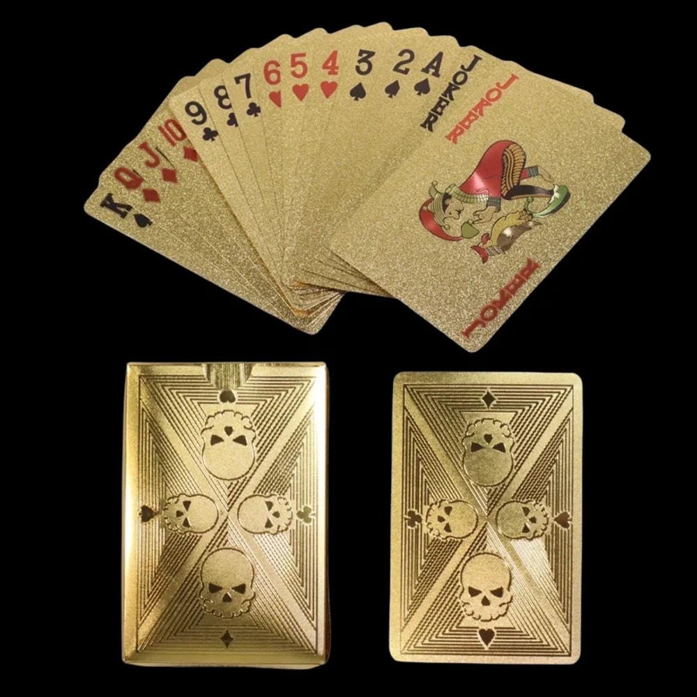 Waterproof Gold Foil Skull Poker Cards for Gambling Board Game PVC Plastic Magic Cards Flexible Washable Playing Cards