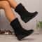 Elegant High Heels Women Wedges Boots New Winter Fashion Casual Shoes Round Toe Platform Solid Color Boots