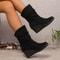 Elegant High Heels Women Wedges Boots New Winter Fashion Casual Shoes Round Toe Platform Solid Color Boots